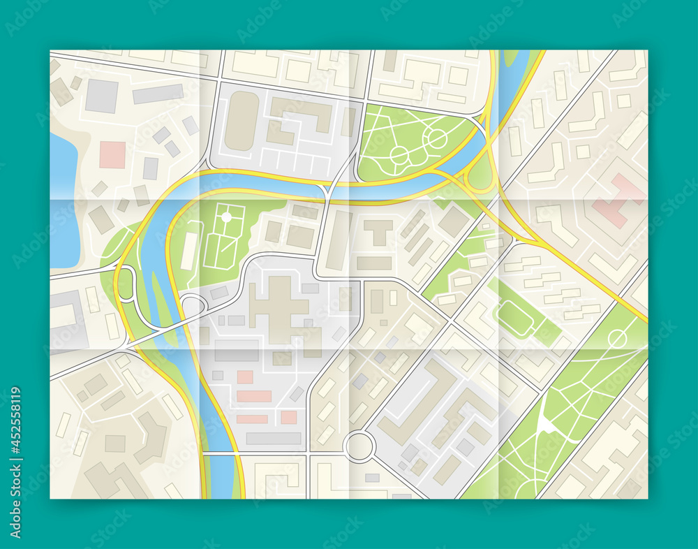 City map navigation banner, point marker background, simple flat drawing city plan GPS navigation, itinerary destination arrow paper city map banner. Route delivery check point infographic banner