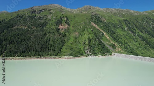 Beautiful lake at Kaunertal Valley in Austria - aerial view photo