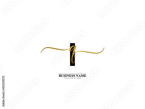 Letter IQ Logo, creative iq qi signature logo for wedding, fashion, apparel and clothing brand or any kind of business