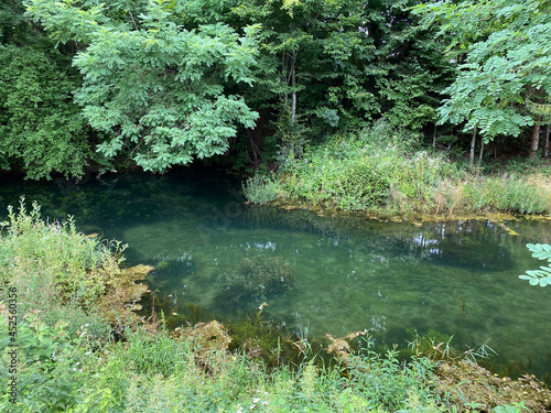 Water source of the Zagorska Pec in Desmerice or Zagorska Cave water spring - Ogulin, Croatia (Izvor vode Zagorska Peć u Desmericama ili vrelo podno špilje Zagorska Peć, Desmerice - Ogulin, Hrvatska) photo