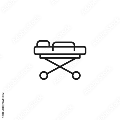 Line icon of medical trolley for trasportation of patients