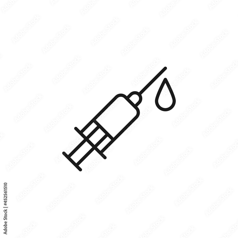 Line icon of medical syringe for injection and vaccination Line icon of medical syringe for injection and vaccination
