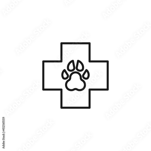 Line icon of dog's paw on cross