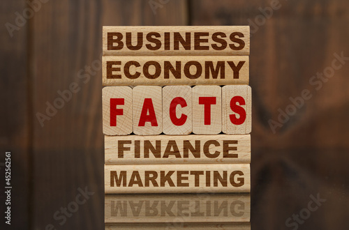 Wallpaper Mural Wooden blocks with the text - Business, Economy, Finance, Marketing and FACTS Torontodigital.ca