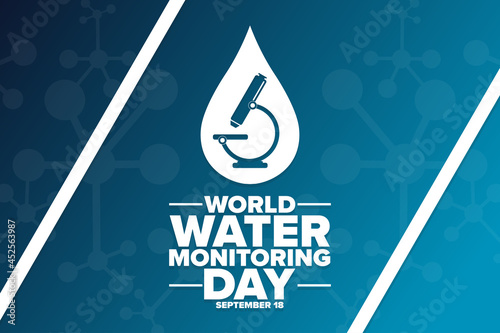 World Water Monitoring Day. September 18. Holiday concept. Template for background, banner, card, poster with text inscription. Vector EPS10 illustration.