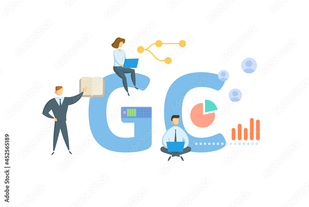 GC, General Counsel. Concept with keyword, people and icons. Flat vector illustration. Isolated on white. GC, General Counsel. Concept with keyword, people and icons. Flat vector illustration. Isolated on white.