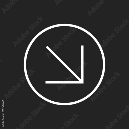 Free Download Simple Diagonal Downward Right Arrow. Isolated Swipe Icon for Social Media. Vector illustration - GFXLoad