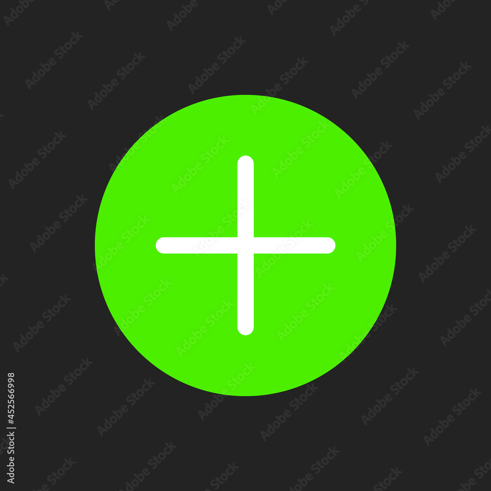 White Plus on Green Rounded Background. Isolated Simple Icon. Vector illustration White Plus on Green Rounded Background. Isolated Simple Icon. Vector illustration