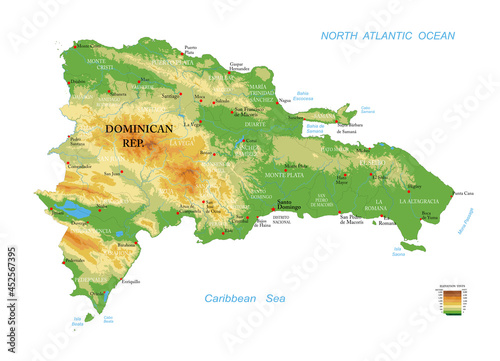 Dominican Republic-highly detailed physical map