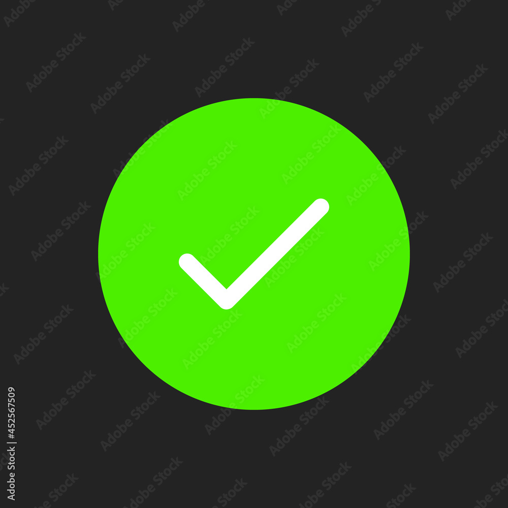 White Checkmark Button on Green Rounded Background. Isolated UI Icon. Vector illustration White Checkmark Button on Green Rounded Background. Isolated UI Icon. Vector illustration