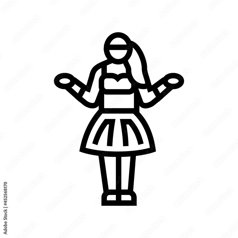 hula hawaiian dance line icon vector. hula hawaiian dance sign. isolated contour symbol black illustration hula hawaiian dance line icon vector. hula hawaiian dance sign. isolated contour symbol black illustration