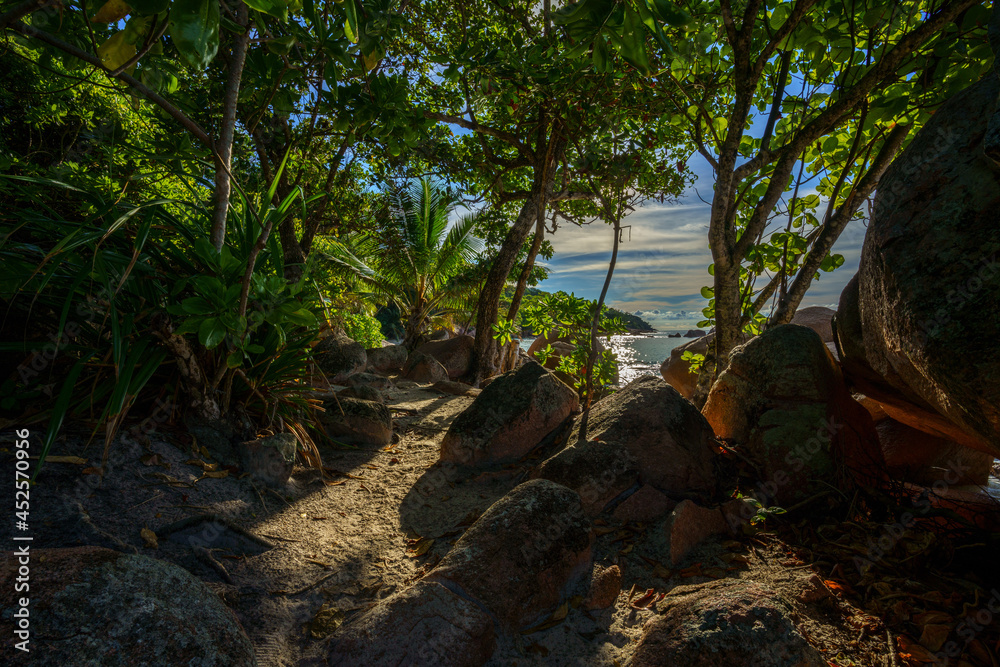 tropical beach anse lazio on praslin, seychelles
