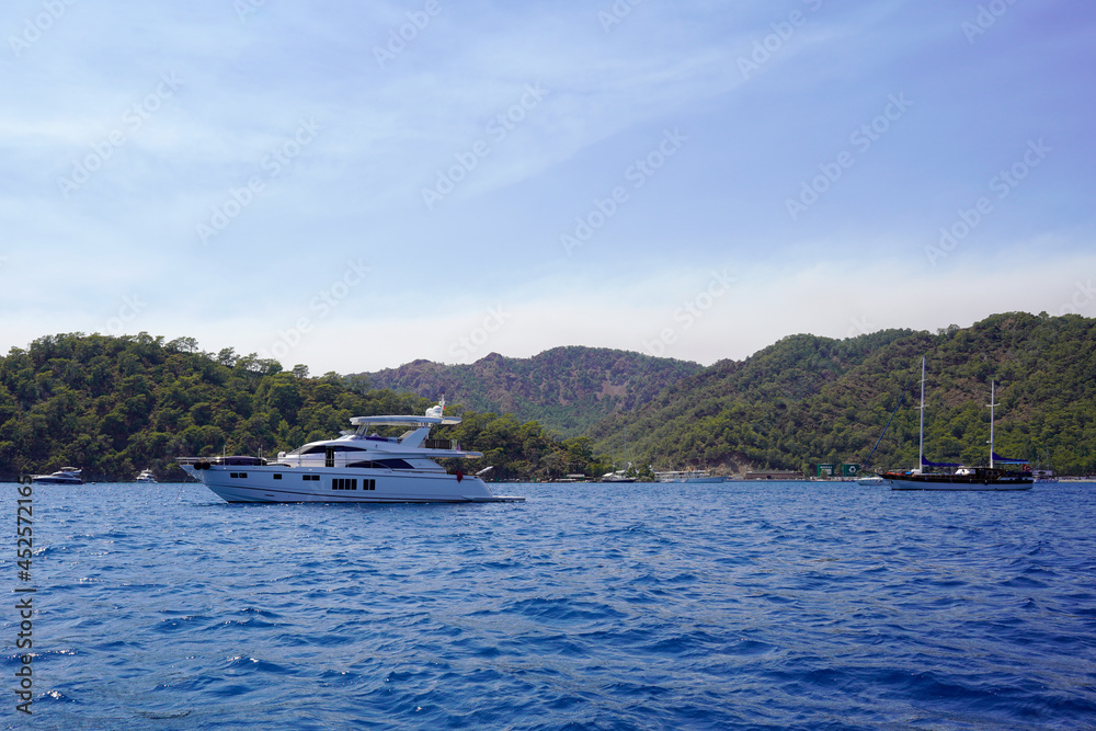 luxury sailing yacht in gocek bay, turkey