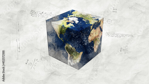Earth as Cube Illustration