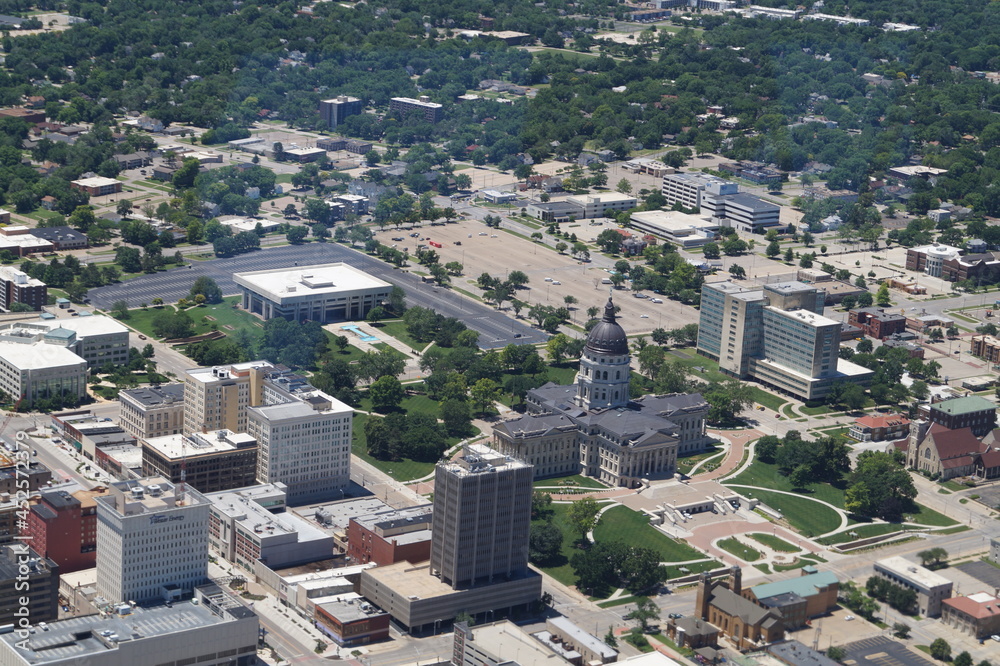 Topeka KS downtown aerial view