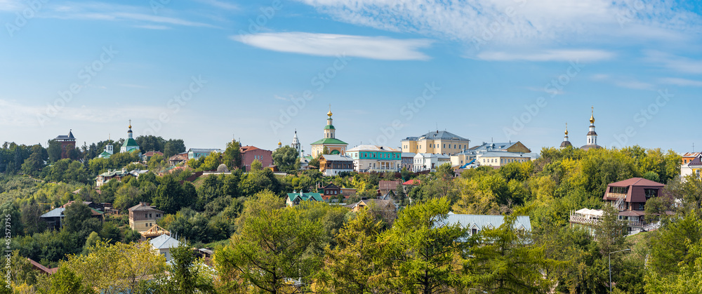 Panorama of Vladimir city in Russia - green historical city of 