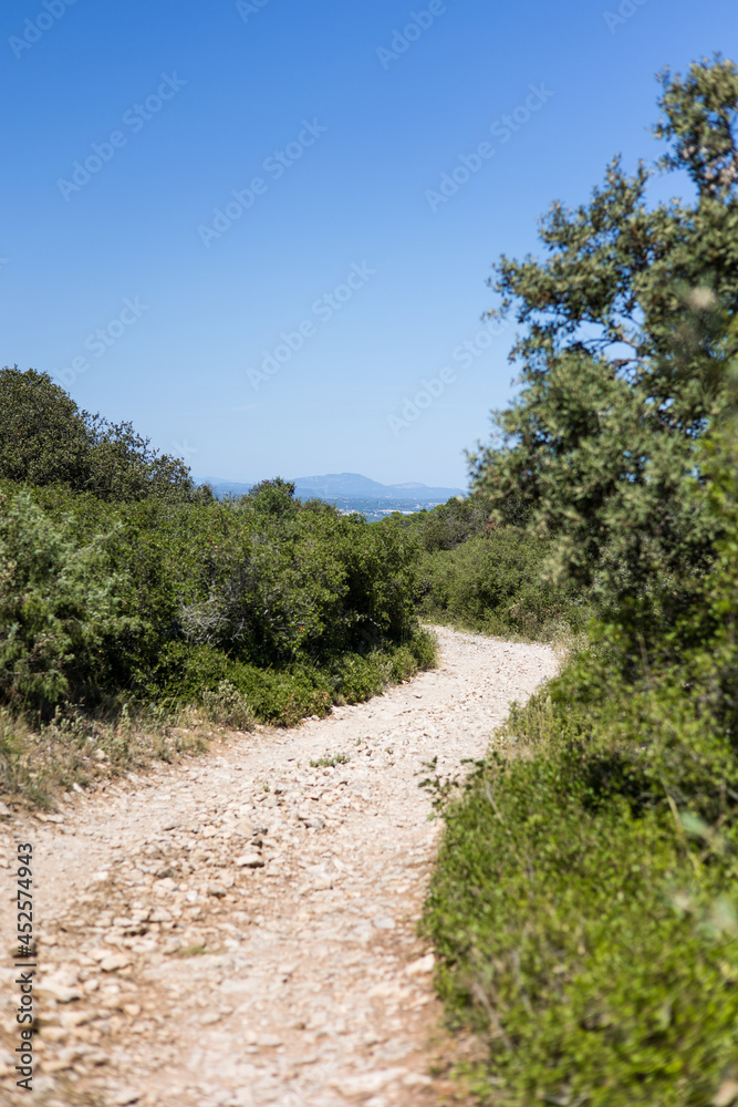 Chemin de randonnée sur le Massif de la Gardiole (Occitanie, France) Chemin de randonnée sur le Massif de la Gardiole (Occitanie, France)