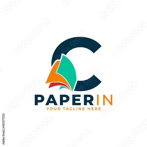 Modern Simple Letter C with Paper Logo Design Template