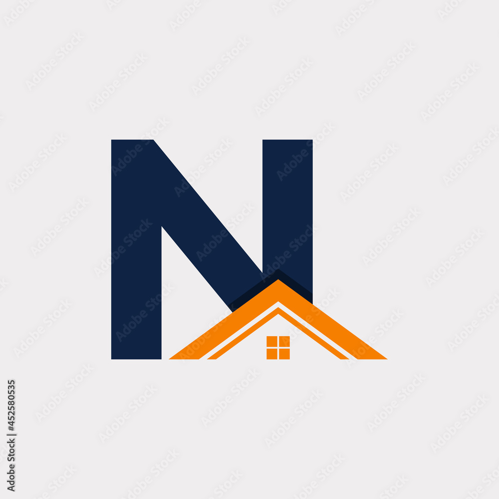 Real Estate. Initial Letter N House Logo Design Template Element. Vector Eps10