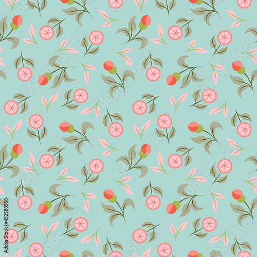 Abstract seamless pattern. Floral background. Ethnic Fabric with multi colored flowers