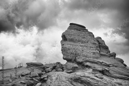 The Sphinx of Bucegi Mountains, legendary landmark of Romania, Europe