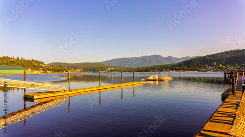 Tranquil Burrard Inlet at Port Moody, BC, just after dawn on a summer morning.