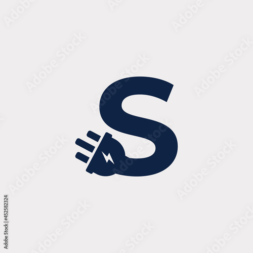Initial Letter S Electric Icon Logo Design Element. Eps10 Vector