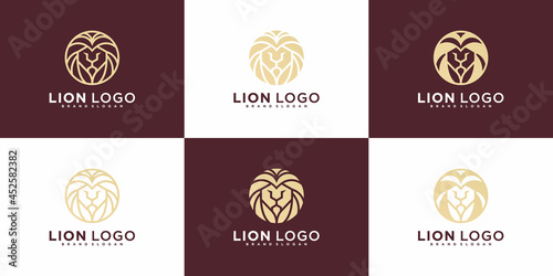 Set of lion head logo design colection Premium vektor