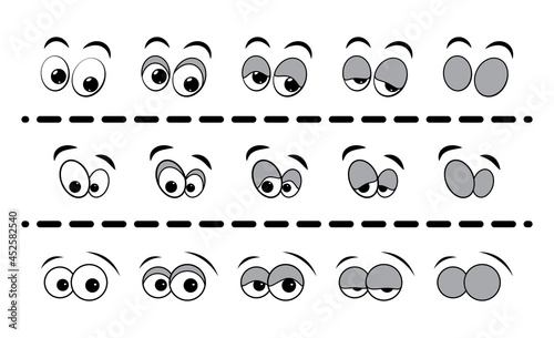 Blink eye animation step. Human cartoon face with blinking eyeball. Vector illustration on white background