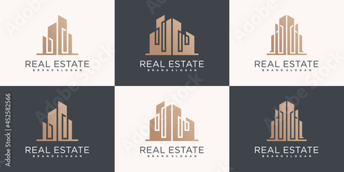 Set of Real estate logo design colection with modern building  concept Premium vektor
