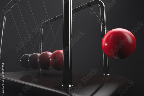 Conversion of kinetic energy into potential. Newton's cradle in action