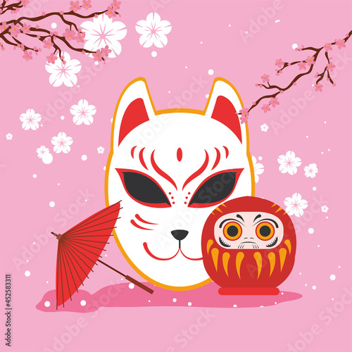 daruma doll and cat lucky