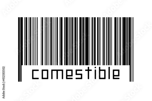 Billede på lærred Barcode on white background with inscription comestible below