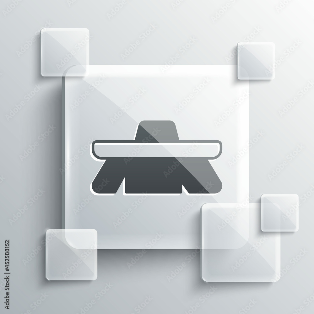 Grey Brush for cleaning icon isolated on grey background. Cleaning service concept. Square glass panels. Vector Grey Brush for cleaning icon isolated on grey background. Cleaning service concept. Square glass panels. Vector