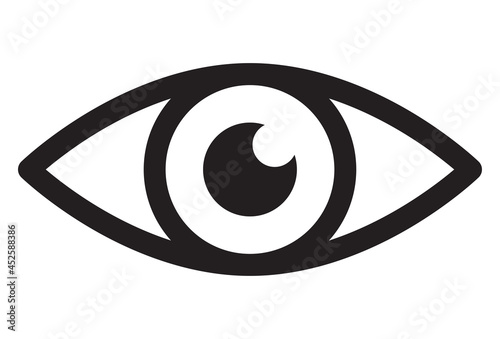 Eye icon. Human eyeball simple symbol.  Vector illustration isolated on white. photo