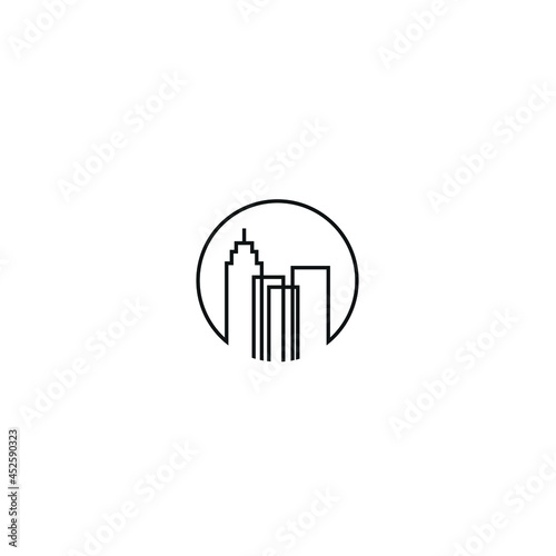 architects building building business logo investment vector icon illustration monoline design lines