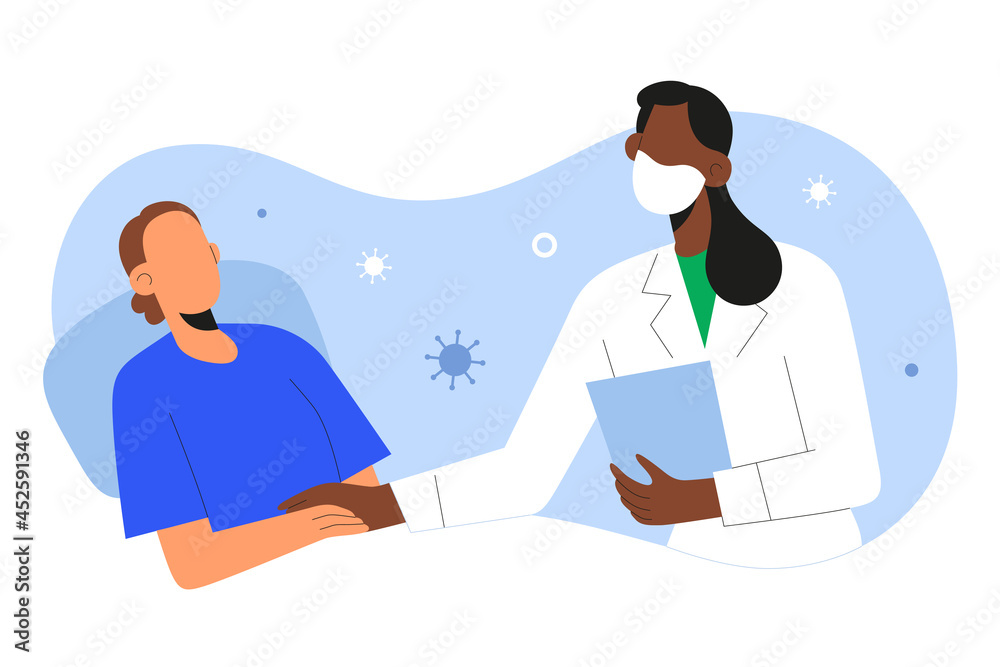 Coronavirus recovery medical doctor visiting a senior patient in good