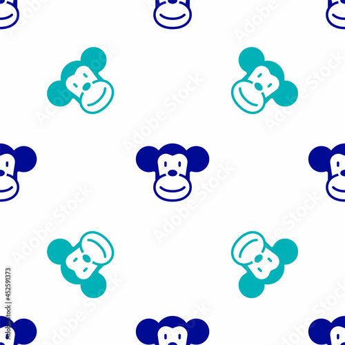 Blue Monkey icon isolated seamless pattern on white background. Animal symbol. Vector