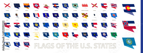 Flags of the U.S. States sorted alphabetical in modern design, all flags of the USA States.