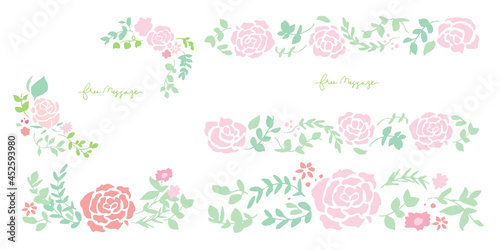                                                                                                                                                    A rose illustration with a handwritten touch. Vector illustration of pink roses. Rose decoration frame.