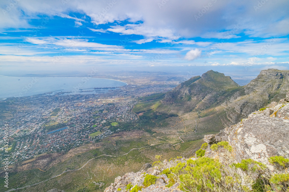 Beautiful views up on Table Mountain, Cape Town, South  Africa