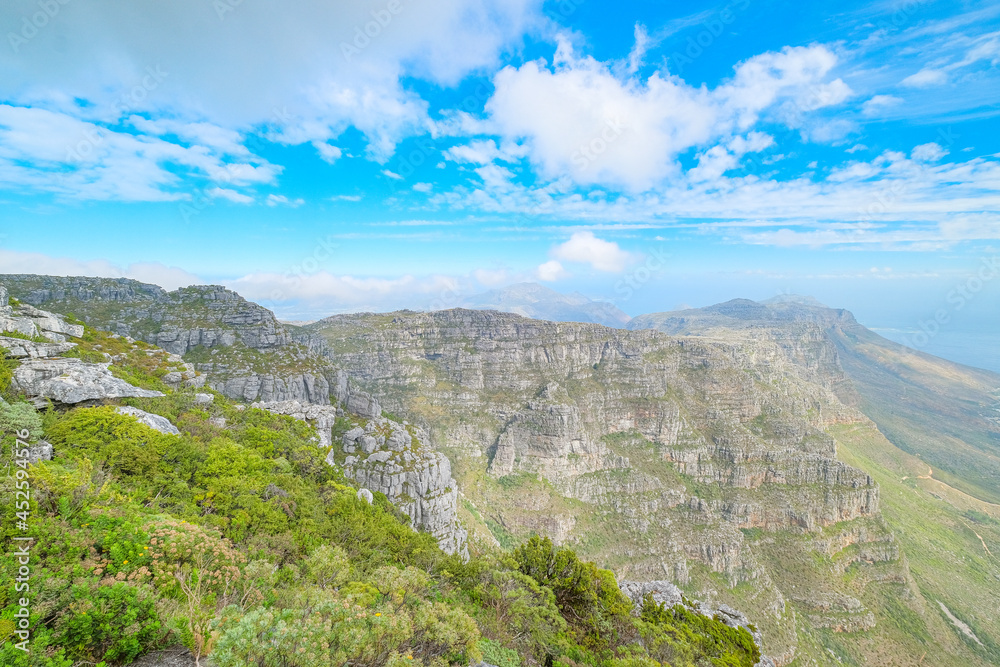 Beautiful views up on Table Mountain, Cape Town, South  Africa