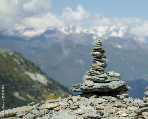 Stone tower in French alps. Summer travel.  © EUGENIE