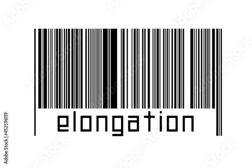 Digitalization concept. Barcode of black horizontal lines with inscription elongation photo