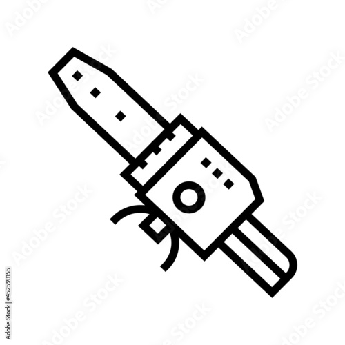 soldering iron for plastic pipes tool line icon vector. soldering iron for plastic pipes tool sign. isolated contour symbol black illustration