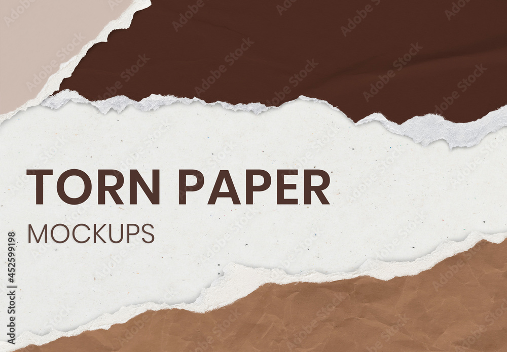 Torn Paper Background Mockup in Earth Tone Handmade Craft Stock ...