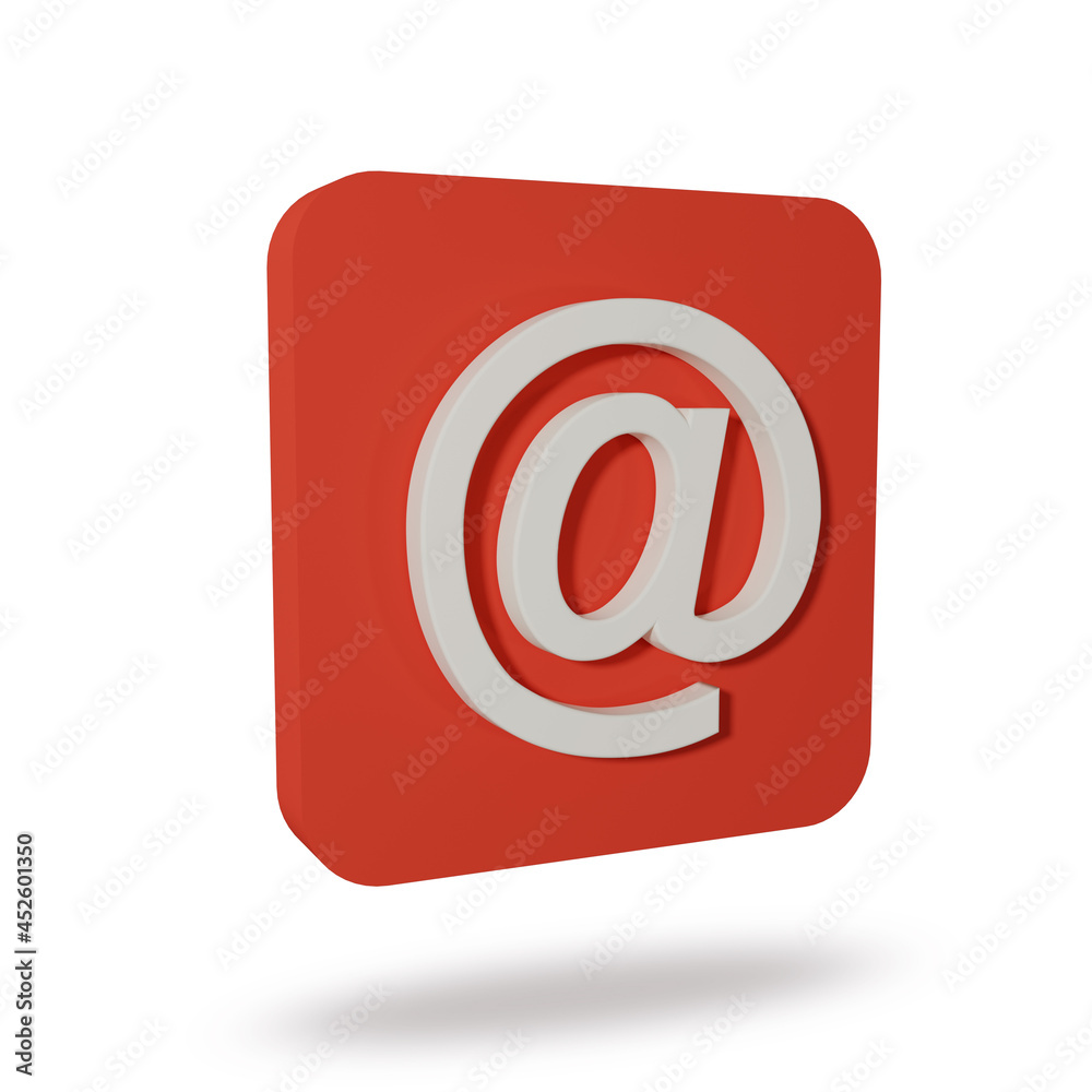 3D contact icon. Mail icon isoslate on white background.. 3d rendering 3D contact icon. Mail icon isoslate on white background.. 3d rendering