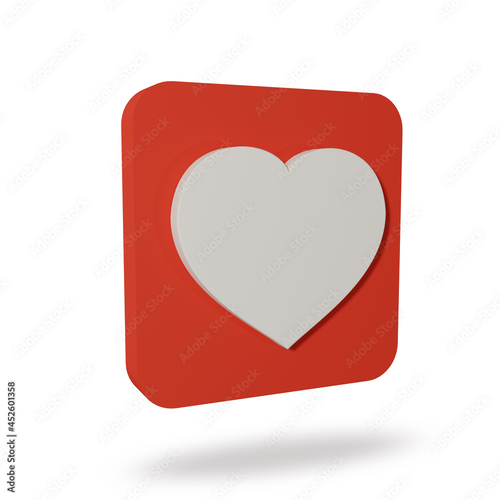 heart icon or Like icons on white background, 3d rendering heart icon or Like icons on white background, 3d rendering