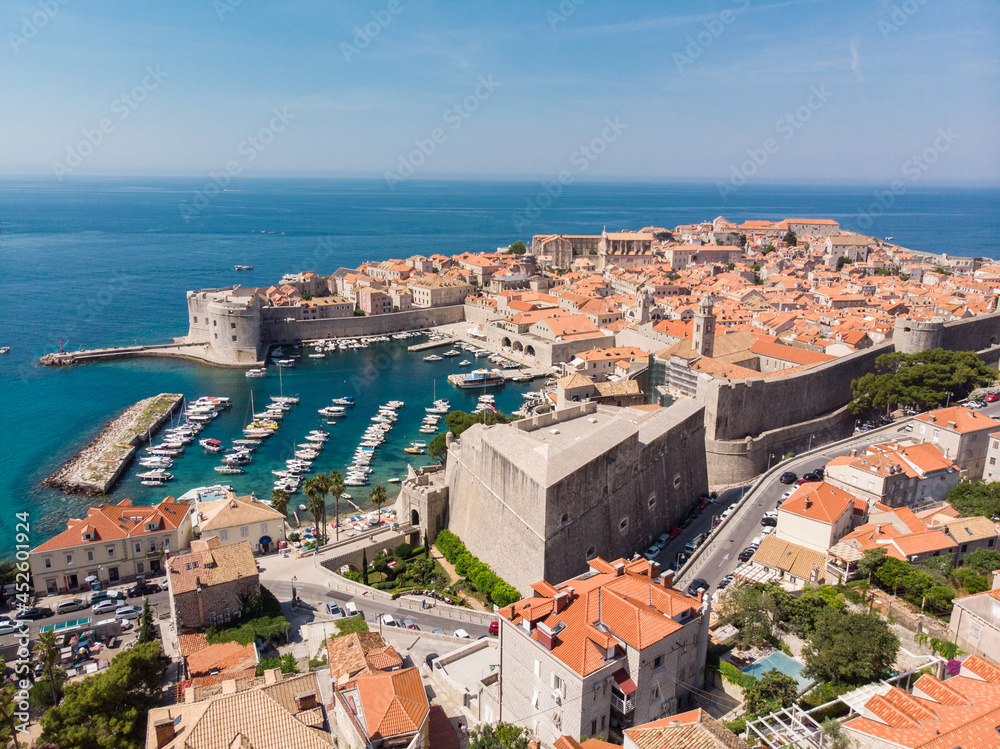 A panoramic view of the walled city, Dubrovnik, Croatia.