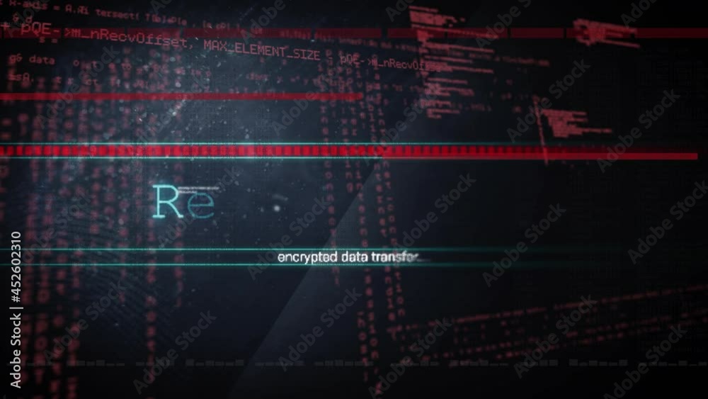 Animation of data processing on black background